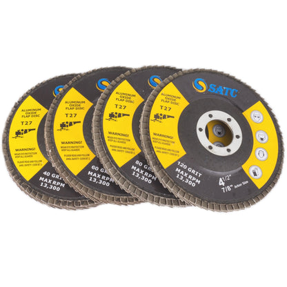 Flap Discs 40 PCS 4.5 Inch - 40 60 80 120 Grit Grinding Discs 4 1/2 Assorted Sanding Grinding Wheels,Aluminum Oxide Abrasives