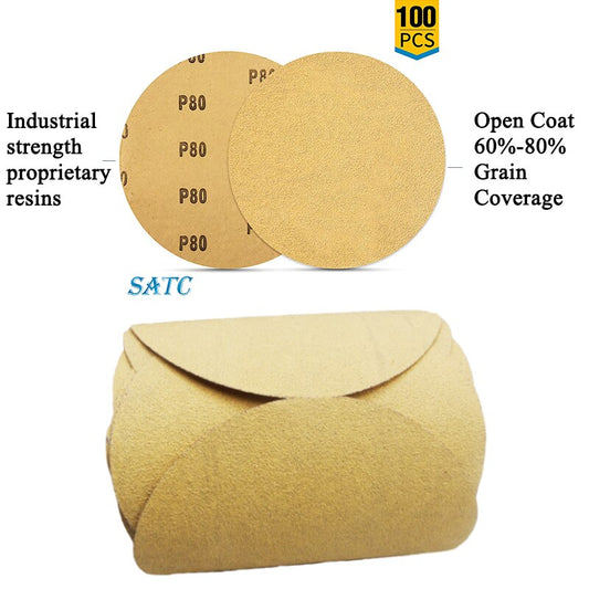 Sanding Disc Sandpaper 6" 100 Roll PSA Sticky Back 80 Grit Round With Adhesive Back Premium Aluminum Oxide Grain 80 Grit