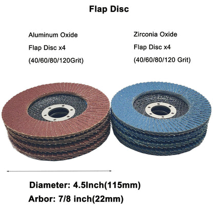 11Pack 4.5Inch Sanding Flap Discs Polishing Grinding Wheel Set for Angle Grinder