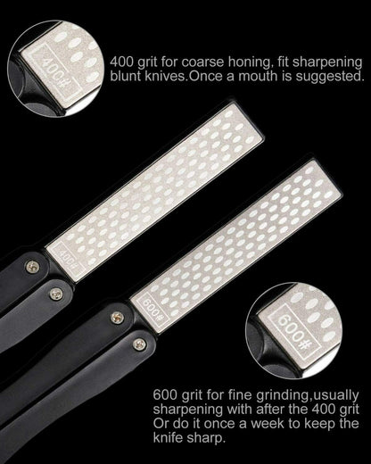 400/600 Grit Diamond Folding Knife Sharpener Double-Sided Pocket Sharpener Stone