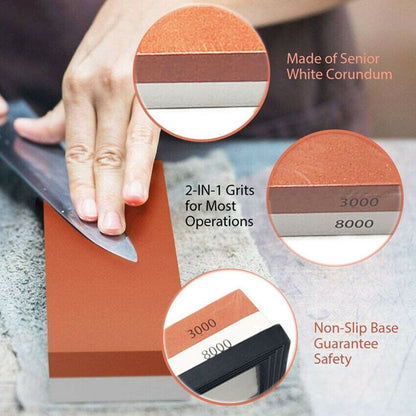 Premium Knife Sharpening Stone Whetstone Set 3000/8000 Grit Knife Sharpener