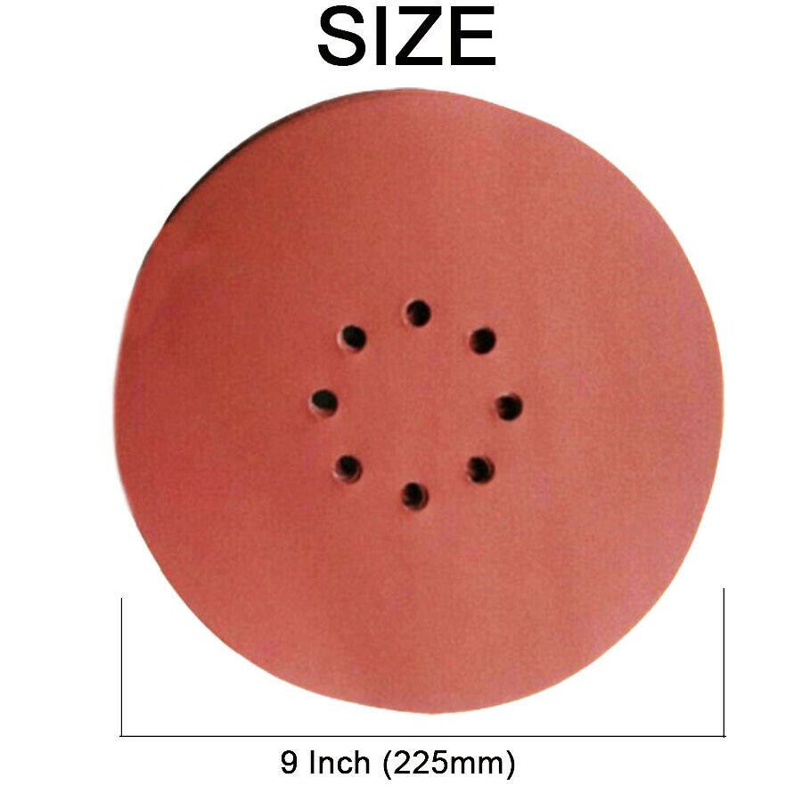 10PCS 9 Inch Sanding Discs 8 Holes 60Grit Hook and Loop Orbital Sander Sandpaper