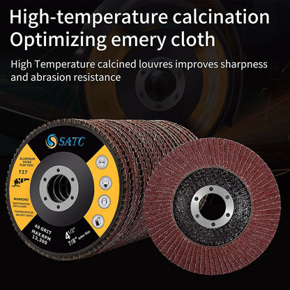 10 Pack Sanding Flap Discs 4.5 Inch 40 Grit Alumina Grinding Disc wheel Type 27