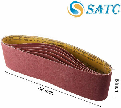 6x48 Inch Belt Sander Sanding Belts 6PCS Aluminum Oxide Belt Sandpaper Assorted