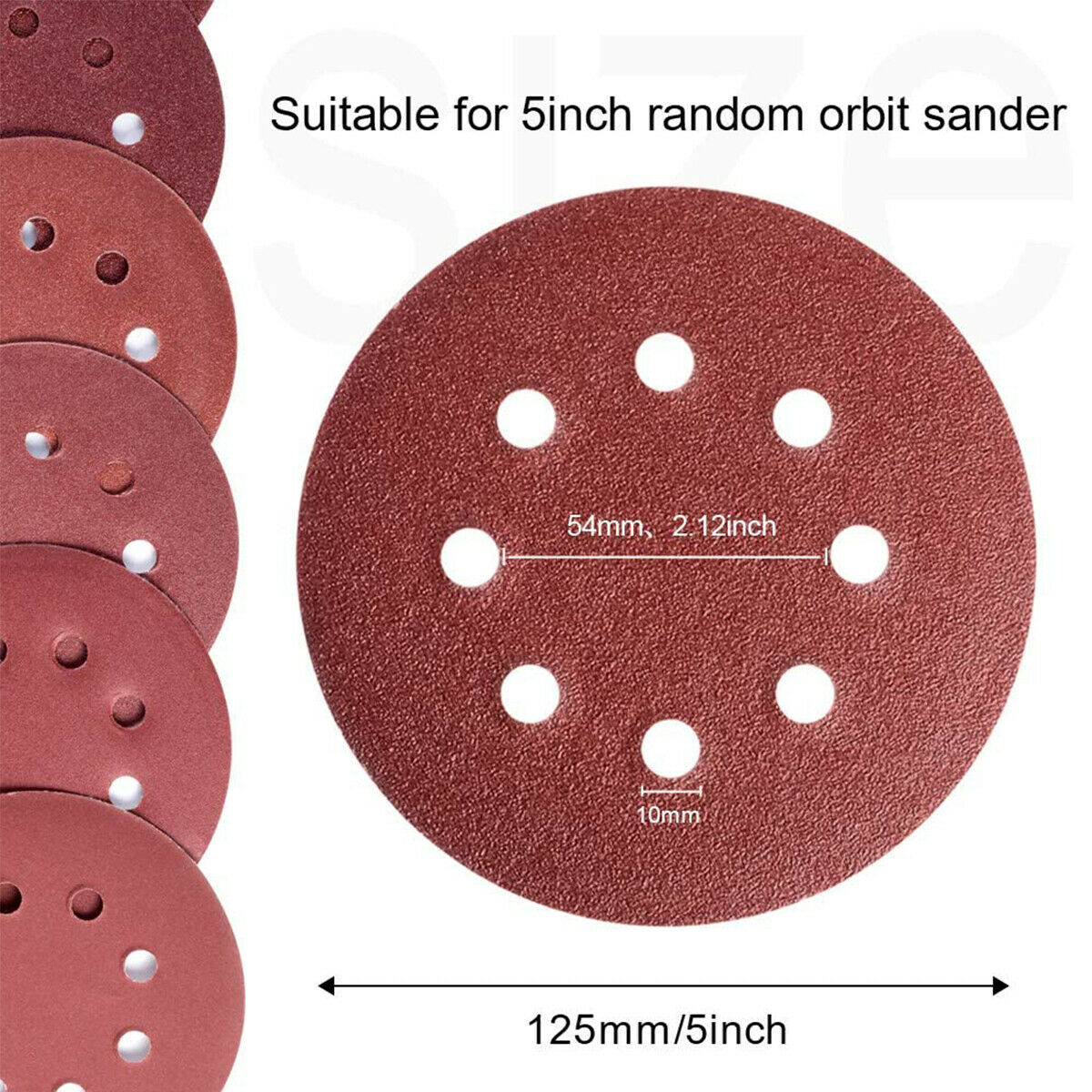 70PCS 5 Inch Hook and Loop Sanding Discs 8 Holes with 1PCS Sander Polishing Pad