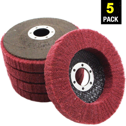 SATC 5Pcs 4.5" x 7/8" 320 Grit Polishing Grinding Wheel,Scouring pad Buffing Wheel Nylon Fiber Flap Disc for Angle Grinder