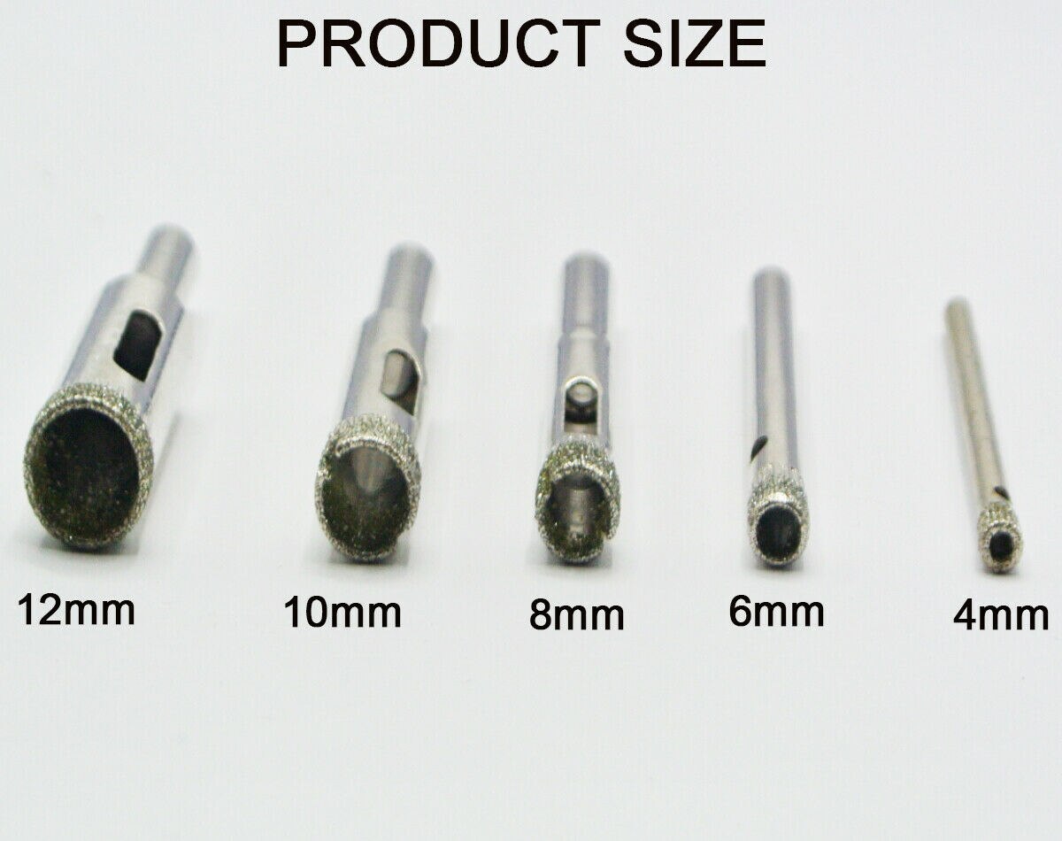 5 Pack Diamond Drill Bit Hole Saw Drill Bit Glass and Tile Hollow Core Drill Bit