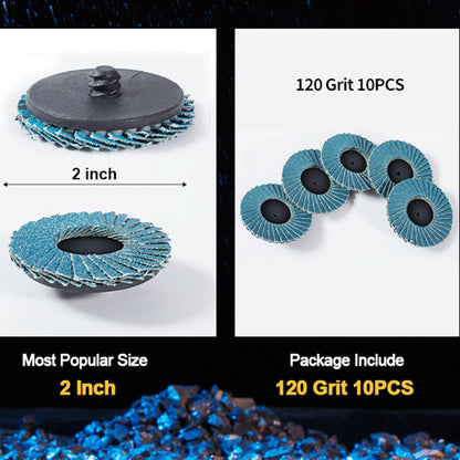 10PCS 2 Inch Flap Sanding Disc 120 Grit Zirconia Threaded Twist Roll Lock Disc