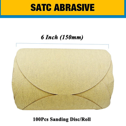 6Inch PSA Gold Sanding Discs Roll 120# Sticky Back Sandpaper Roll for Sander