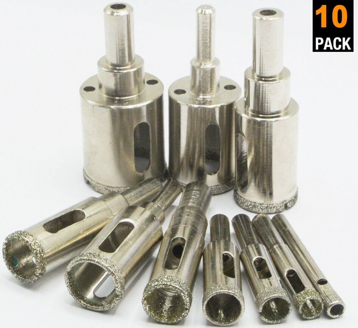 10Pack Diamond Drill Bit Hole Saw Drill Bit Glass and Tile Hollow Core Drill Bit