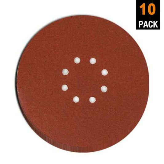 10PCS 9 Inch Sanding Discs 8 Holes 80Grit Hook and Loop Orbital Sander Sandpaper