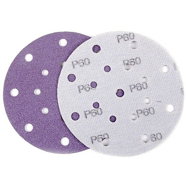 100PCS 6in Zirconia Sanding Discs Hook and Loop 17 Holes Sandpaper Grit 40-800