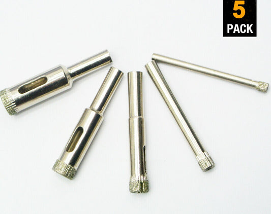 5 Pack Diamond Drill Bit Hole Saw Drill Bit Glass and Tile Hollow Core Drill Bit