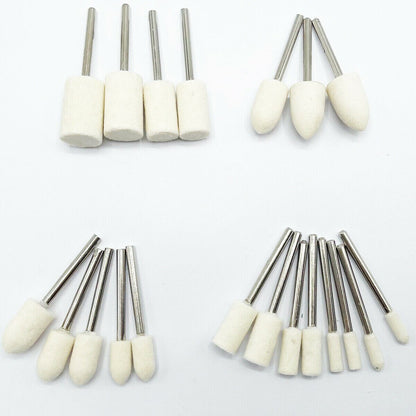 20PCS Wool Felt Mandrel Mounted Grinding Polishing Bit for Rotary Tool 1/8"Shank