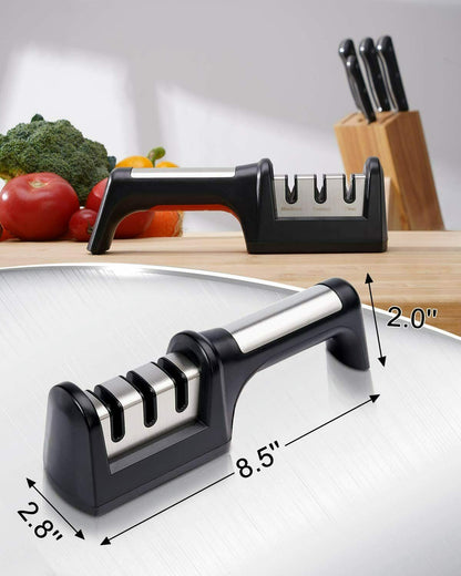 Kitchen Knife Sharpener 3-Stage Diamond Coated Tungsten Steel Sharpening Blades