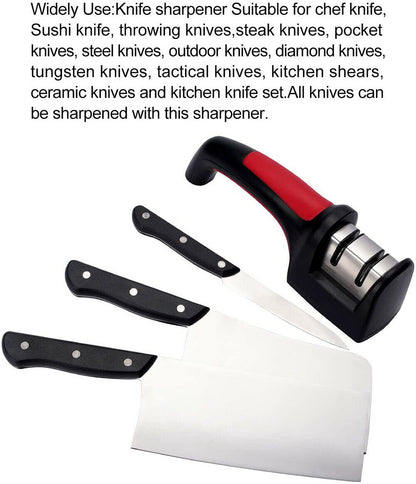 Kitchen Knife Sharpener 2-Stage Diamond Coated Tungsten Steel Sharpening Blades