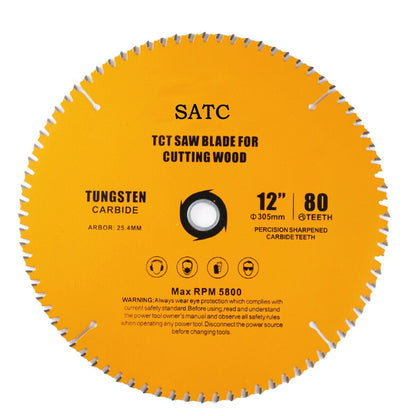 2PCS 12-Inch Circular Saw Blade Tungsten Carbide 32 and 80 Tooth for Woodworking