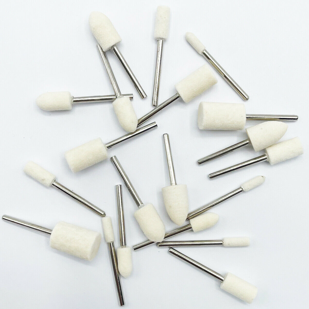 20PCS Wool Felt Mandrel Mounted Grinding Polishing Bit for Rotary Tool 1/8"Shank