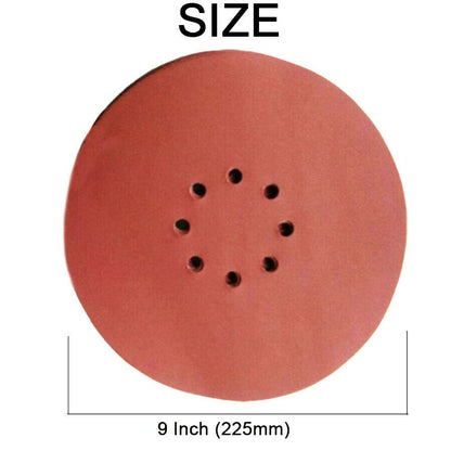 10PCS 9 Inch Sanding Discs 8 Holes 80Grit Hook and Loop Orbital Sander Sandpaper