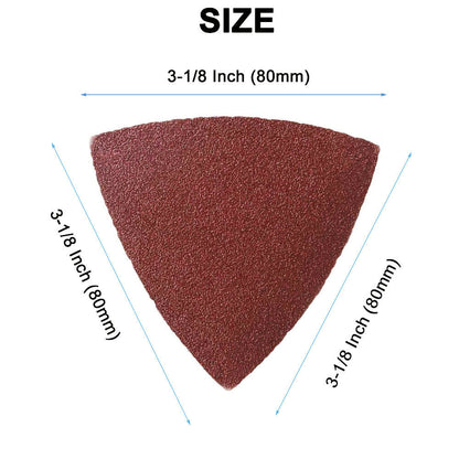 55 PCS Triangle Sanding Pads 3-1/8" Hook and Loop Sandpaper Assorted Grits