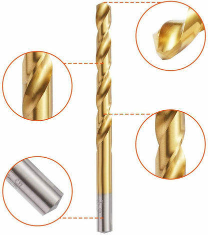 15PCS M2 Drill Bit Set High Speed Steel with Titanium Coated for Metal Stailess